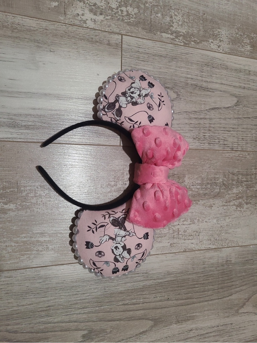 Hand Crafted Pink Minnie Mouse Bow and Ears Headband